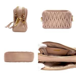 Miu Miu Matelass Crossbody Bag Leather Shoulder Gold Beige Tan Pink